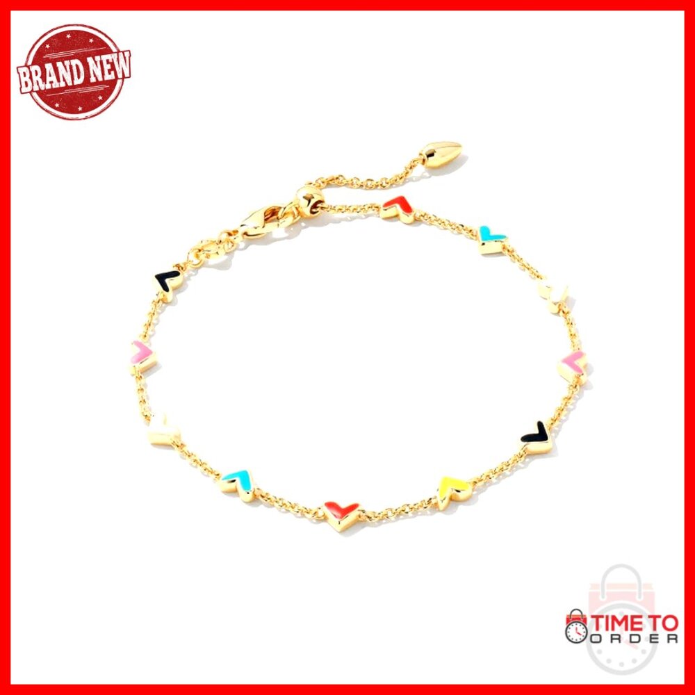 Gold Heart Chain Bracelet Elegant Minimal Chic Adjustable Lobster Clasp